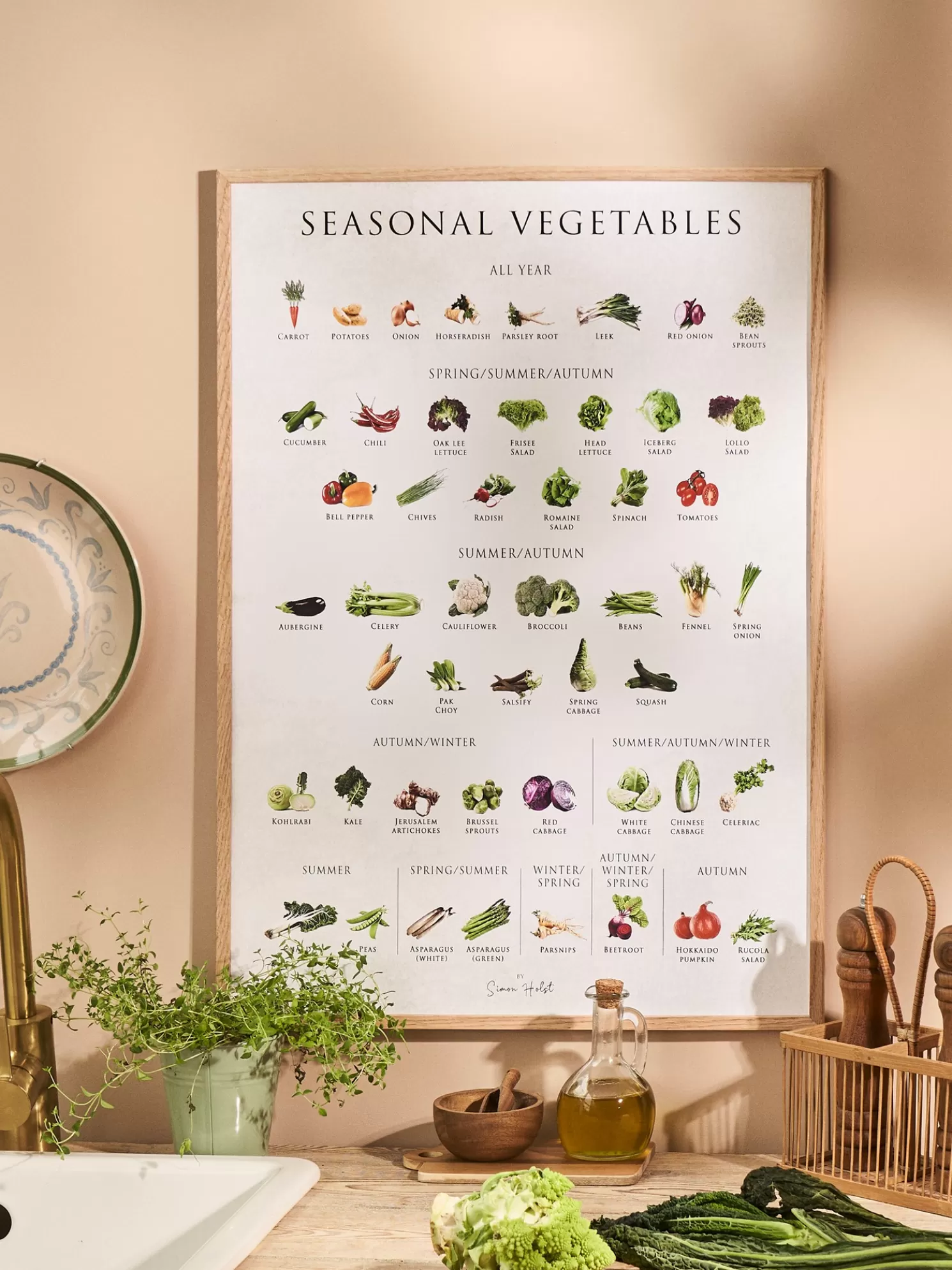 Fashion Søstrene Grene Schweiz Poster Seasonal Vegetables 50 X 70 Multi