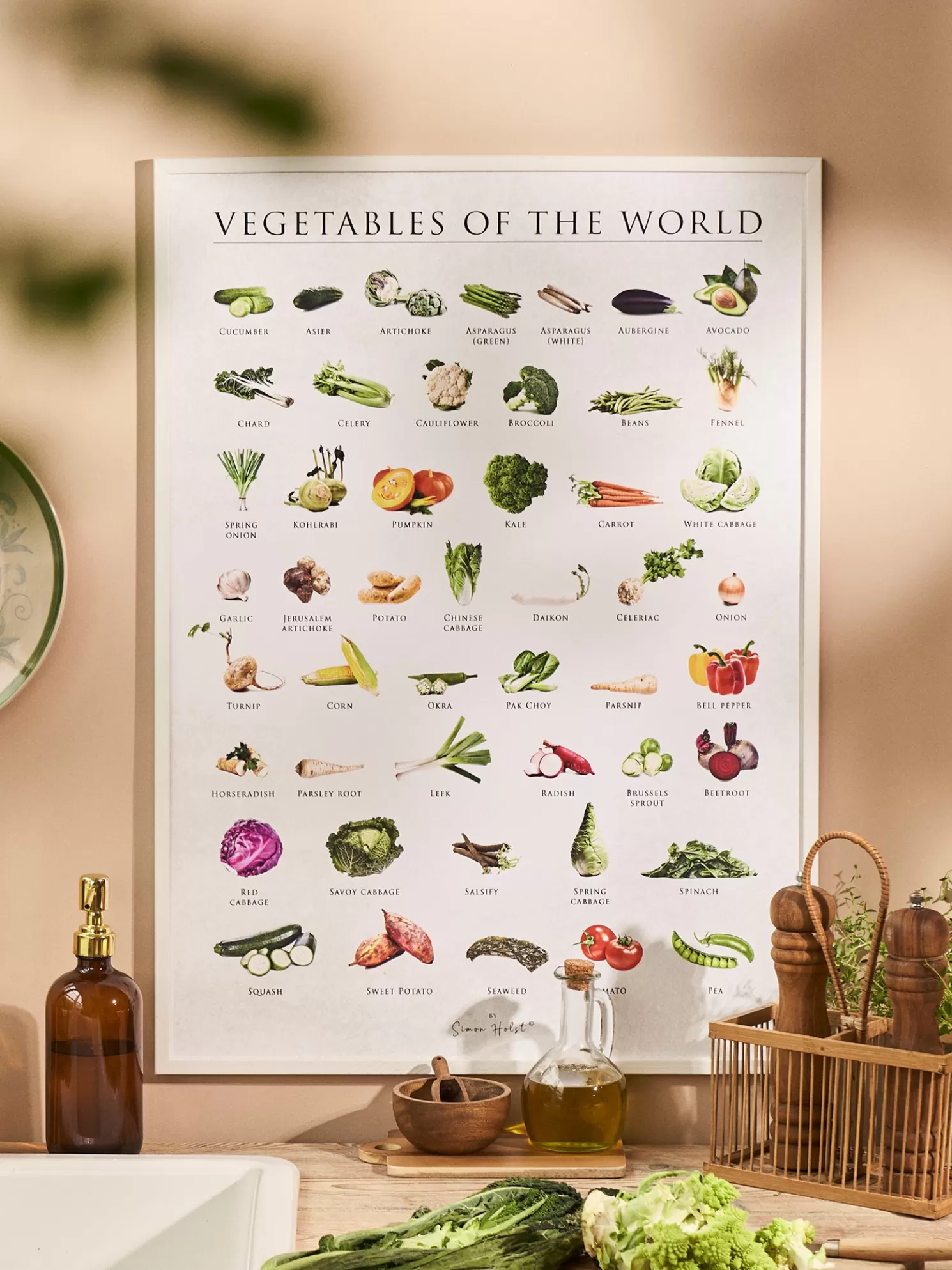 New Søstrene Grene Schweiz Poster Vegetables Of The World 50 X 70 Multi